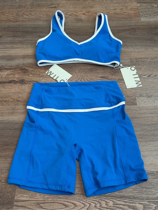 Wilo The Label Pants - NWT Wilo The Label Active Set Sports Bra Biker Shorts Cobalt Blue White Large